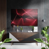 Red Lines Brushed Aluminium Dibond Wall Art.